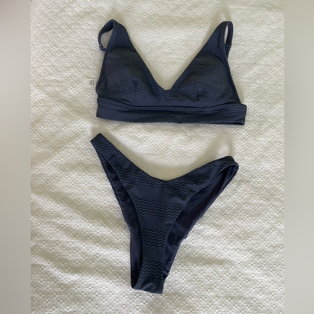 Aerie Navy Longline Cheeky Bikini Set size small